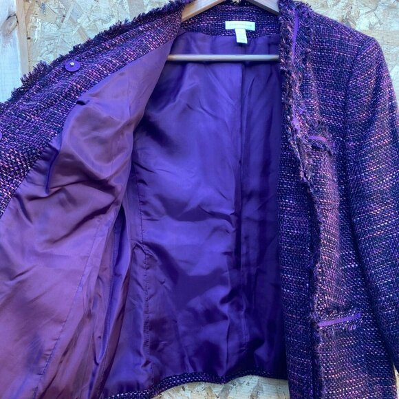 Charter Club L Button Up Jacket Purple Polyester Lining Acrylic Material Shell - Picture 6 of 12